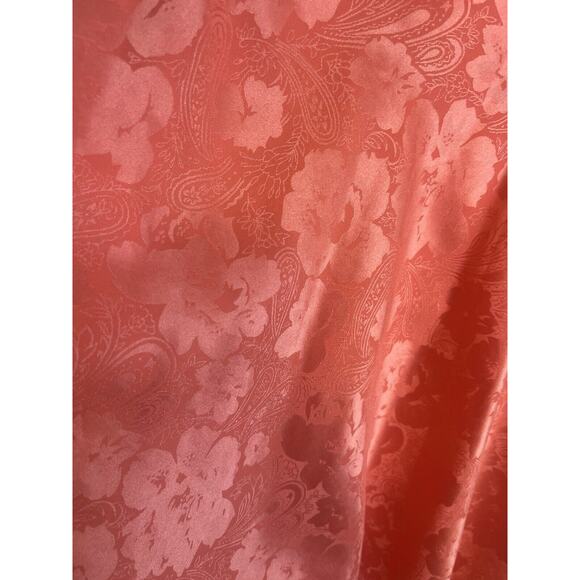 VTG Gold Label VICTORIA'S SECRET Satin Floral Nightie Ruched Medium Salmon Pink - Picture 10 of 11